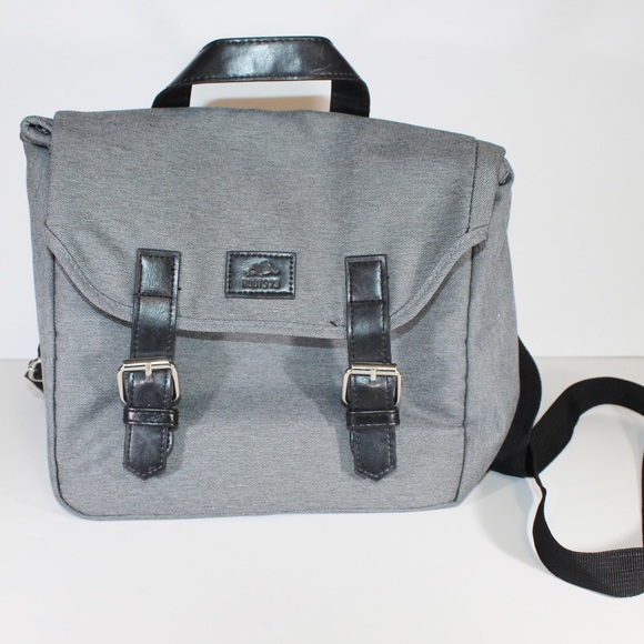 ROOTS 73 Insulated Lunch Bag Grey Gray Black Details Snap Closure - Picture 8 of 8